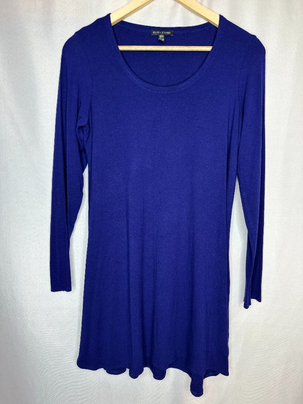 Eileen Fisher Blue L/S Hi-Lo Tunic, MEDIUM Jewel Tone Lagenlook Minimalist Jewel